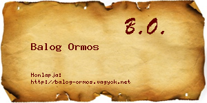 Balog Ormos névjegykártya
