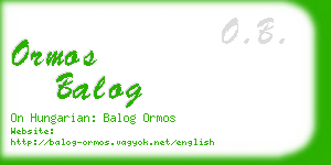ormos balog business card
